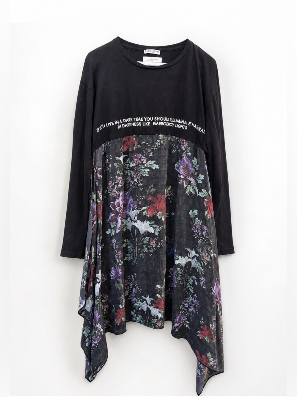 Each x Other Paris Robert Montgomery Silk Floral Handkerchief Tunic Dress M⁠